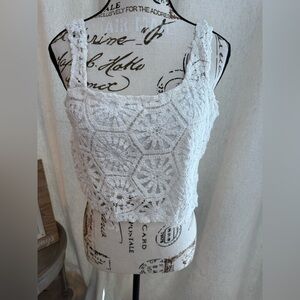 Francesca's Collections White Crochet Crop Top